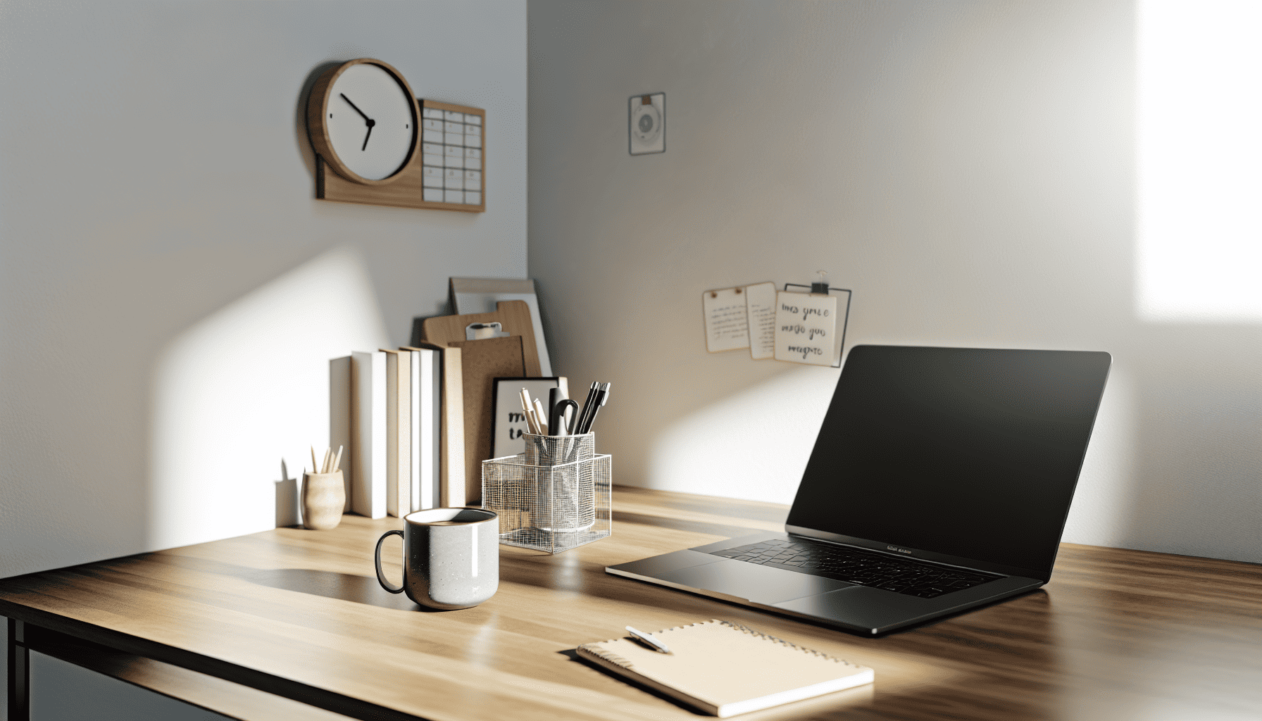 Decluttered workspace with organized desk and minimal items