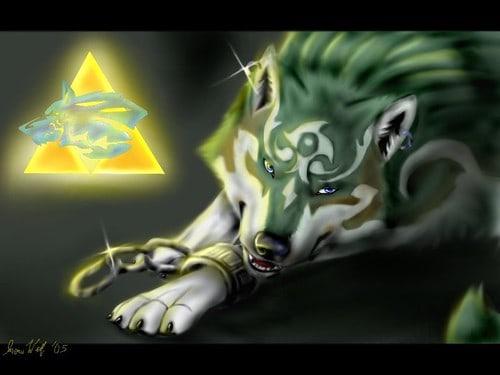 Legend of Zelda triforce near Wolf Link