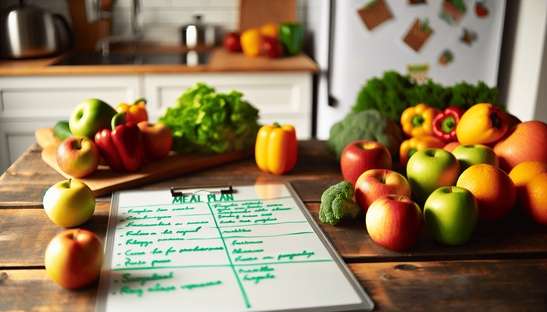 Organized meal planning with fresh fruits and vegetables