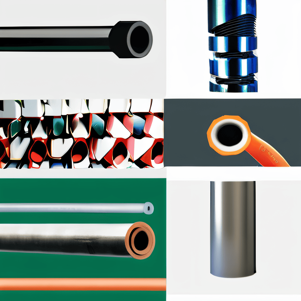 A collage showcasing PE-Xa pipe flexibility, a flow comparison with other materials, and longevity icons.