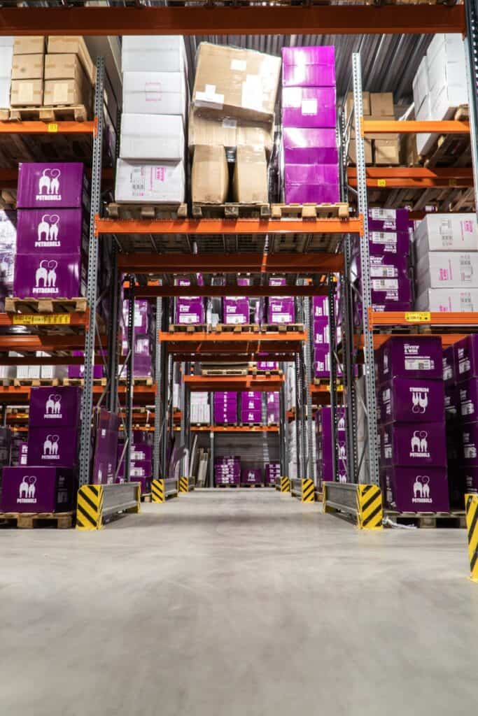 Warehouse inventory illustrating product management.